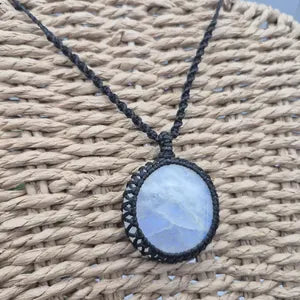 Moonstone Handmade Wrapped Macrame Necklace - Healing Stone