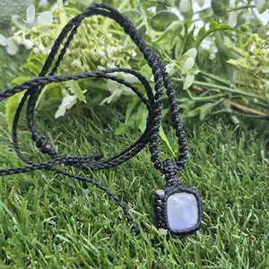Moonstone Handmade Wrapped Macrame Necklace - Healing Stone