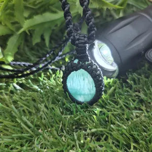 Amazonite Crystal Macrame Necklace