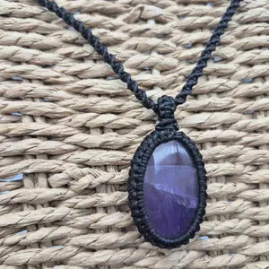 Amethyst Macrame Pendant Necklace – Serenity & Spiritual Balance