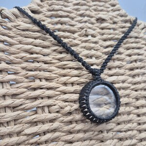 Handmade Clear Quartz Macrame Necklace: Crystal Healing Jewelry