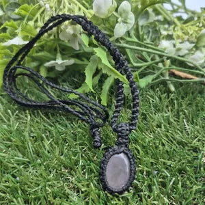 Rose Quartz Crystal Macrame Necklace - Love & Emotional Healing