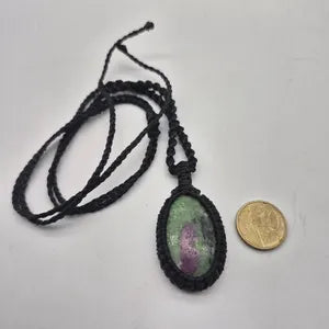 Ruby Zoisite Crystal Macrame Necklace