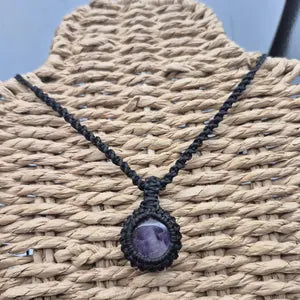 Amethyst Macrame Pendant Necklace – Serenity & Spiritual Balance