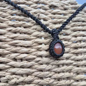 Carnelian Macrame Pendant Necklace – Energy & Motivation