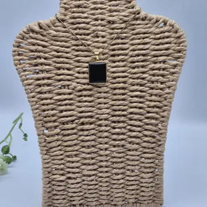 Black Tourmaline Brass Necklace with Brass Chain – 48cm – Handmade Crystal Pendant