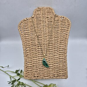 Handcrafted Malachite Brass Necklace: Healing Crystal Jewelry