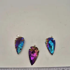 Aura Titanium Obsidian Arrow Necklace - Steel Chain