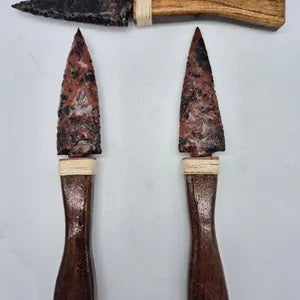 Mahogany Obsidian Crystal Knife – Decorative Ritual Athame with Wooden Handle