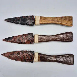 Mahogany Obsidian Crystal Knife – Decorative Ritual Athame with Wooden Handle