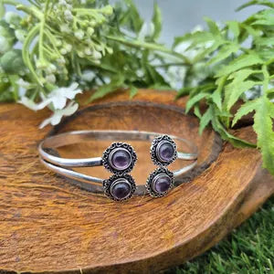 Amethyst Statement Silver Plated Bracelet for Women