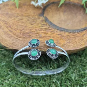 Green Aventurine Silver Plated Bracelet for Women