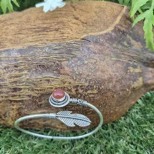 Carnelian Silver Plated Adjustable Bracelet - Feminine Energy Crystal Cuff