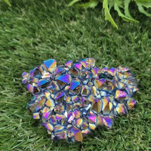 Aura Titanium Amethyst Cluster - Colourful Rough Mineral Specimen