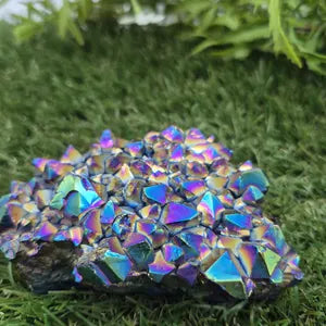 Aura Titanium Amethyst Cluster - Colourful Rough Mineral Specimen