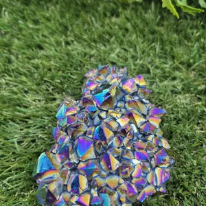 Aura Titanium Amethyst Cluster - Colourful Rough Mineral Specimen