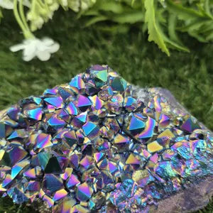 Aura Titanium Amethyst Cluster - Colourful Rough Mineral Specimen