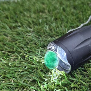 Faceted Emerald Silver 925 Bezel Necklace with Steel Chain