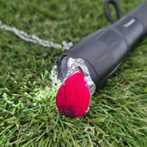 Faceted Ruby Necklace 925 Sterling Silver Bezel Pendant - Steel Chain