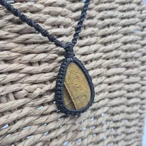 Tiger Eye  Macrame Wrapped Necklace - Protection Gift Accessories
