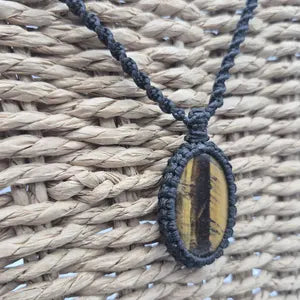Tiger Eye  Macrame Wrapped Necklace - Protection Gift Accessories
