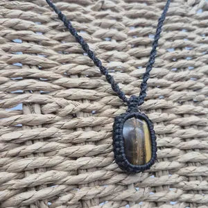 Tiger Eye  Macrame Wrapped Necklace - Protection Gift Accessories