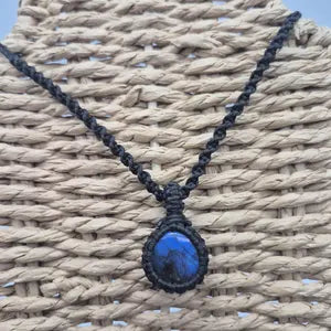 Labradorite Macrame Pendant Necklace