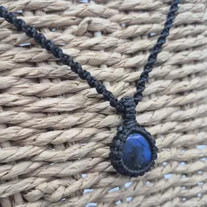 Labradorite Macrame Pendant Necklace