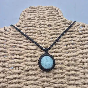 Amazonite Crystal Macrame Necklace