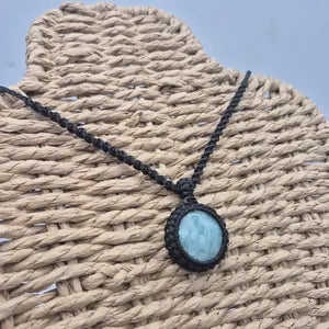 Amazonit Kristall Makramee Halskette