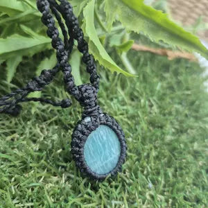Amazonite Crystal Macrame Necklace