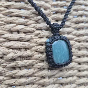 Amazonit Kristall Makramee Halskette