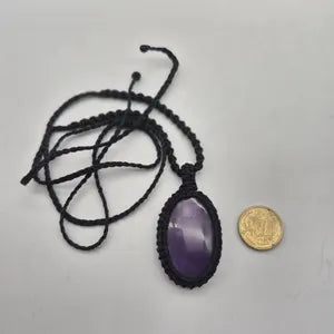 Amethyst Macrame Pendant Necklace – Serenity & Spiritual Balance