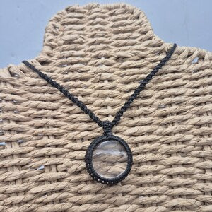Handmade Clear Quartz Macrame Necklace: Crystal Healing Jewelry