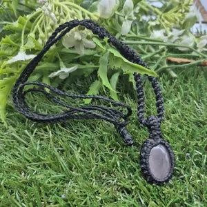 Rose Quartz Crystal Macrame Necklace - Love & Emotional Healing