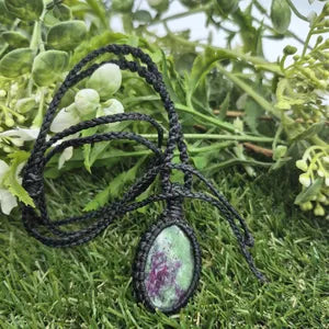 Ruby Zoisite Crystal Macrame Necklace