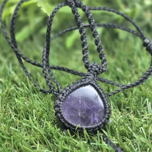 Amethyst Macrame Pendant Necklace – Serenity & Spiritual Balance