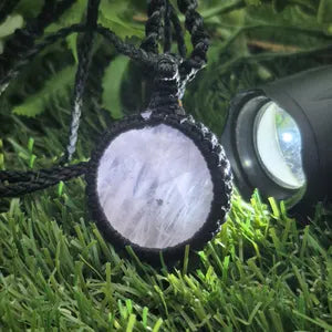 Rose Quartz Crystal Macrame Necklace - Love & Emotional Healing
