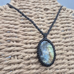 Labradorite Macrame Pendant Necklace