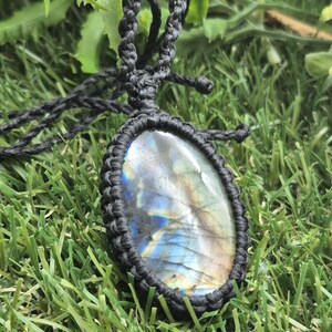 Labradorite Macrame Pendant Necklace