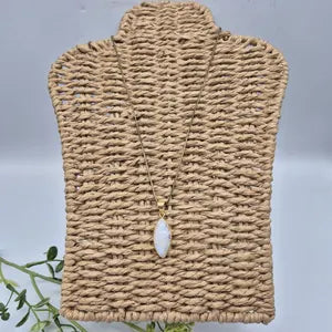 Moonstone Necklace with Brass Chain – 48cm –  Rainbow Moonstone Jewelry