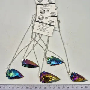 Aura Titanium Obsidian Arrow Necklace - Steel Chain