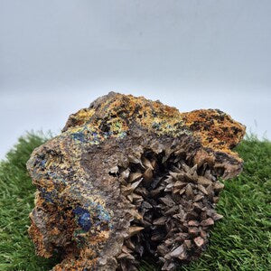 Ankerite Dogtooth Calcite with Azurite & Malachite | Rare Combination Mineral Specimen from Greece | Collector’s Display Crystal