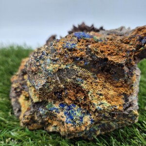 Ankerite Dogtooth Calcite with Azurite & Malachite | Rare Combination Mineral Specimen from Greece | Collector’s Display Crystal