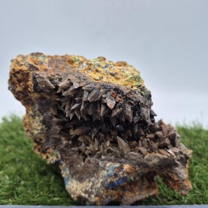 Ankerite Dogtooth Calcite with Azurite & Malachite | Rare Combination Mineral Specimen from Greece | Collector’s Display Crystal