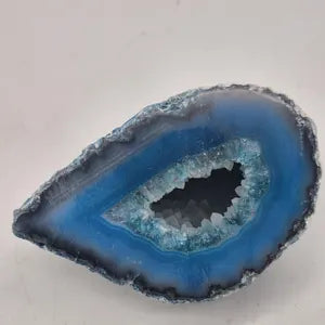 blue agate geode with quartz spikes
