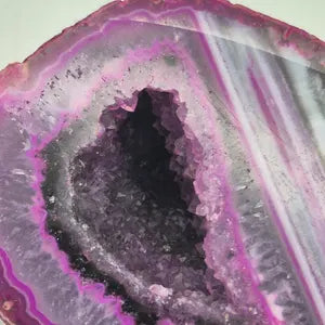 Pink Agate with Amethyst Geode – Natural Crystal, Collector’s Mineral
