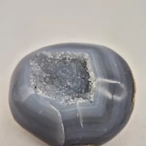 Blue Lace Agate with Quartz Geode – Natural Crystal Specimen