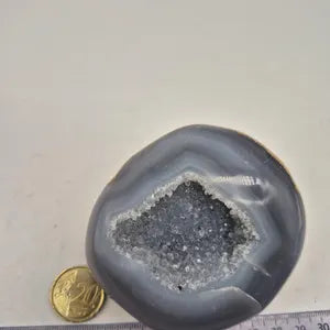 Blue Lace Agate with Quartz Geode – Natural Crystal Specimen