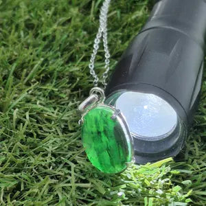 Faceted Emerald Silver 925 Bezel Necklace with Steel Chain